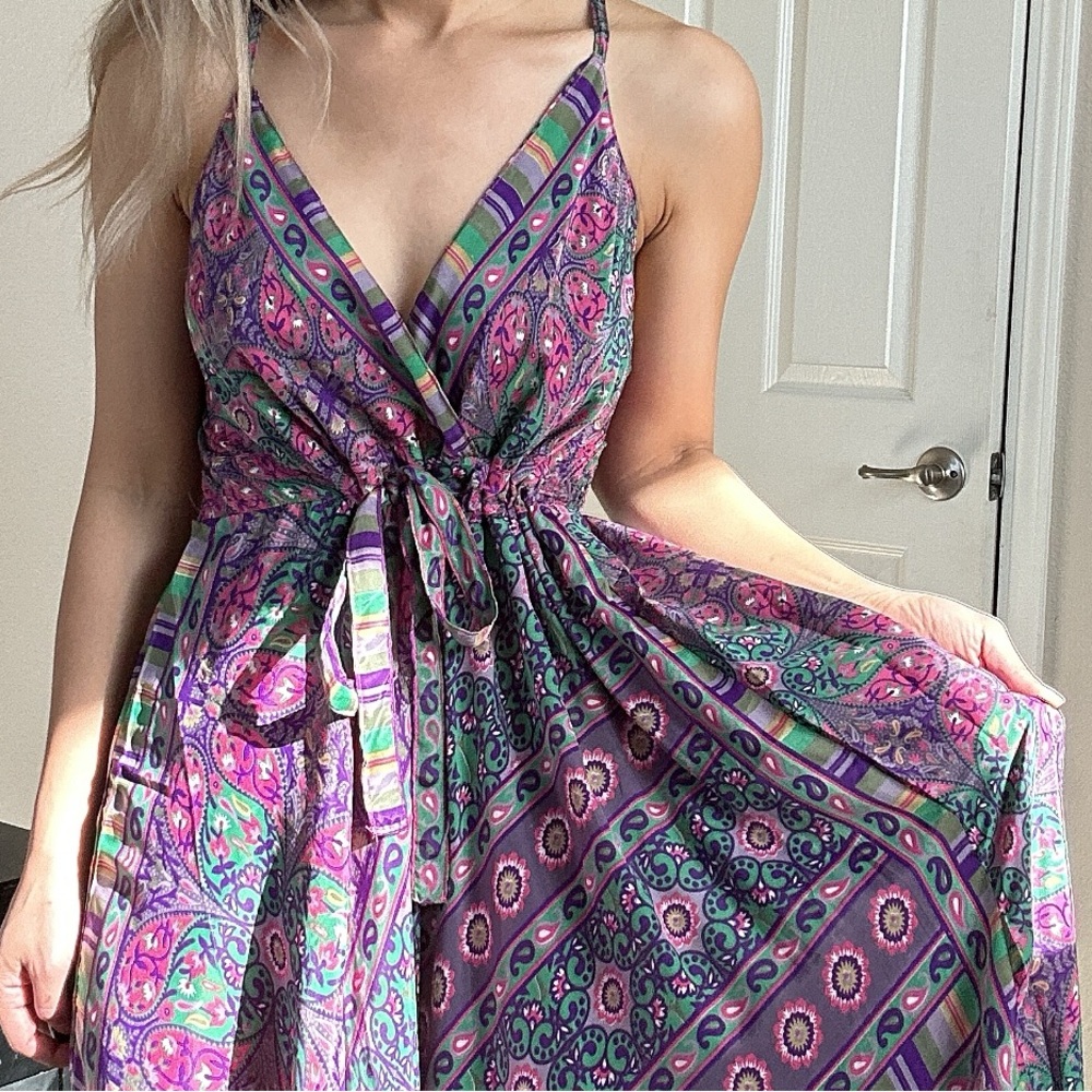 Purple Patterned Maxi Dress - Picture 2 of 3